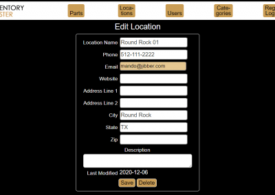 Python Inventory location screen